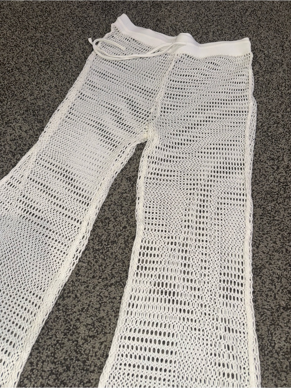 Shade & Shore White Crochet long mermaid pants  Cover-Up